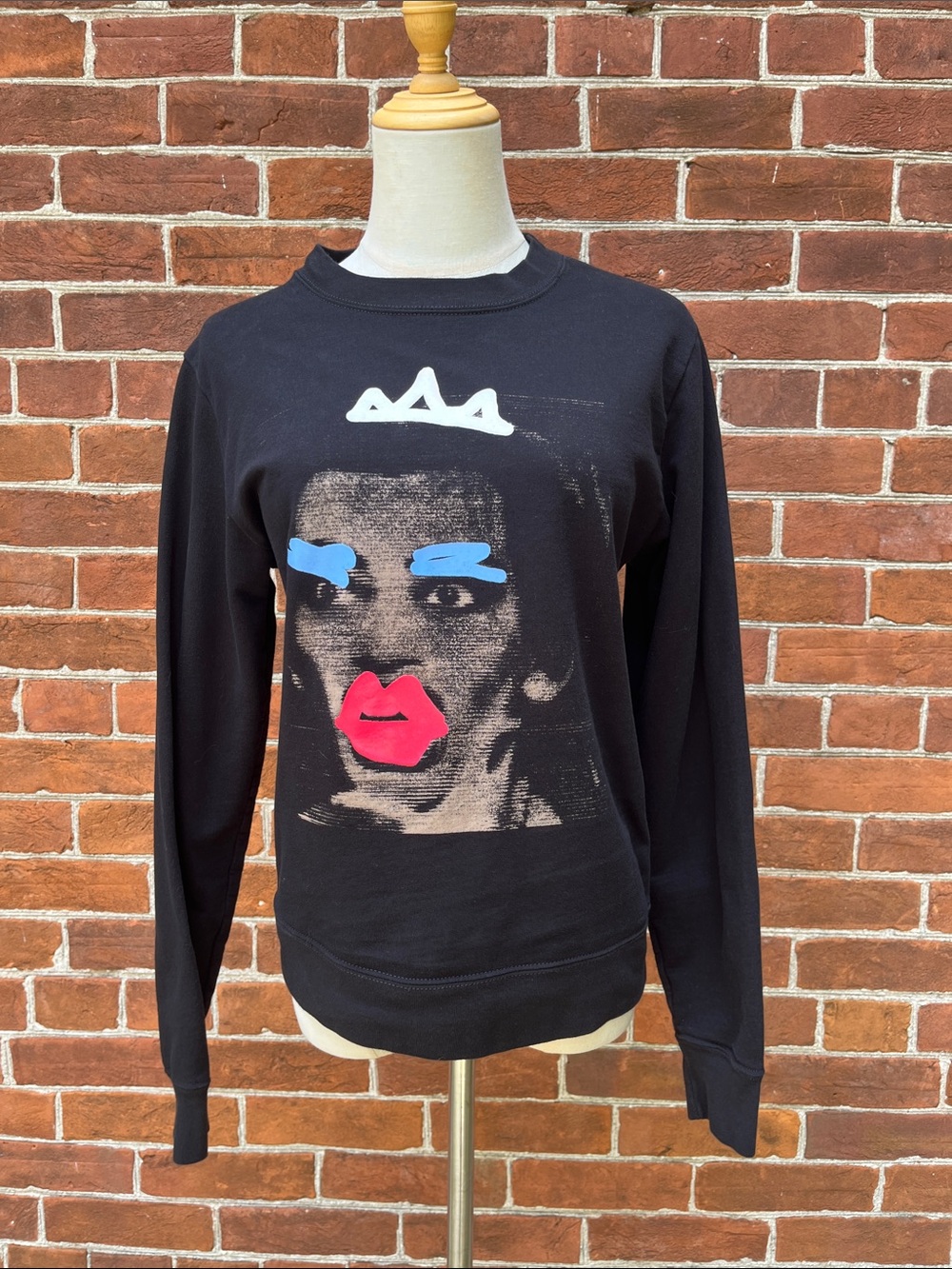 Marc Jacobs Black Crewneck Sweatshirt with Maria Callas “Medea” Print